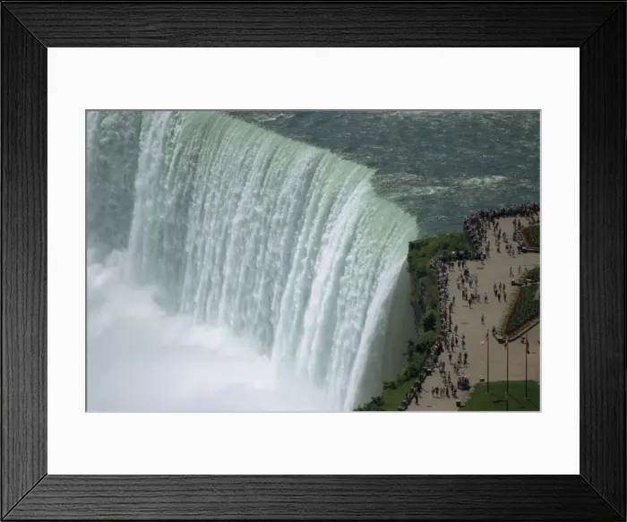 Framed Print : Tourists on viewing platform on Canadian side of the waterfall view the Horseshoe Falls at Niagara Framed Print : Tourists on viewing platform on Canadian side of the waterfall view the Horseshoe Falls at Niagara