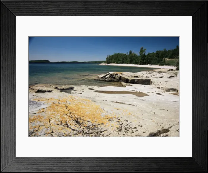 Framed Print : North shore of lake on rocky platform of forested Laurentian Shield, Lake Superior Framed Print : North shore of lake on rocky platform of forested Laurentian Shield, Lake Superior