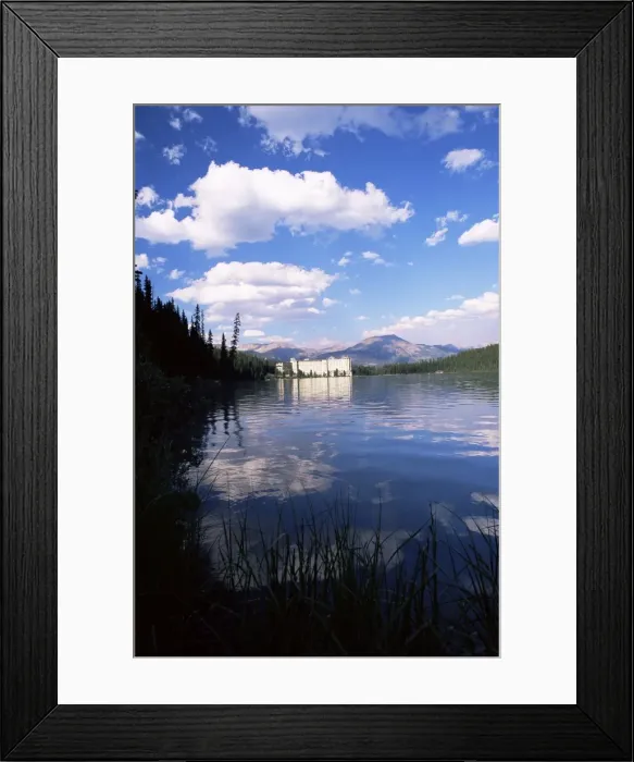 Framed Print : View to the Chateau Lake Louise Hotel from the western lakeshore trail Framed Print : View to the Chateau Lake Louise Hotel from the western lakeshore trail