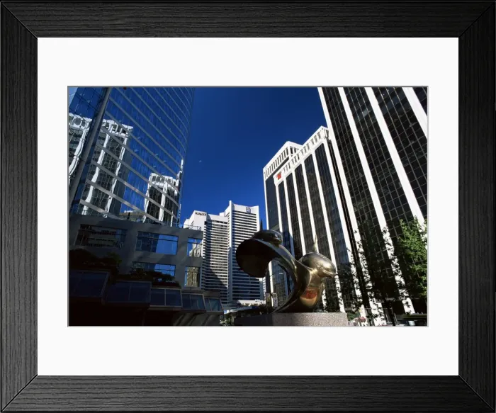 Framed Print : Downtown skyscrapers towering above Burrard Street, Vancouver, British Columbia (B Framed Print : Downtown skyscrapers towering above Burrard Street, Vancouver, British Columbia (B