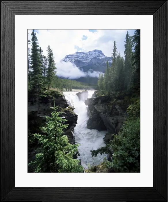 Framed Print : Athabasca Falls and Mount Kerkeslin, Jasper National Park, UNESCO World Heritage Site