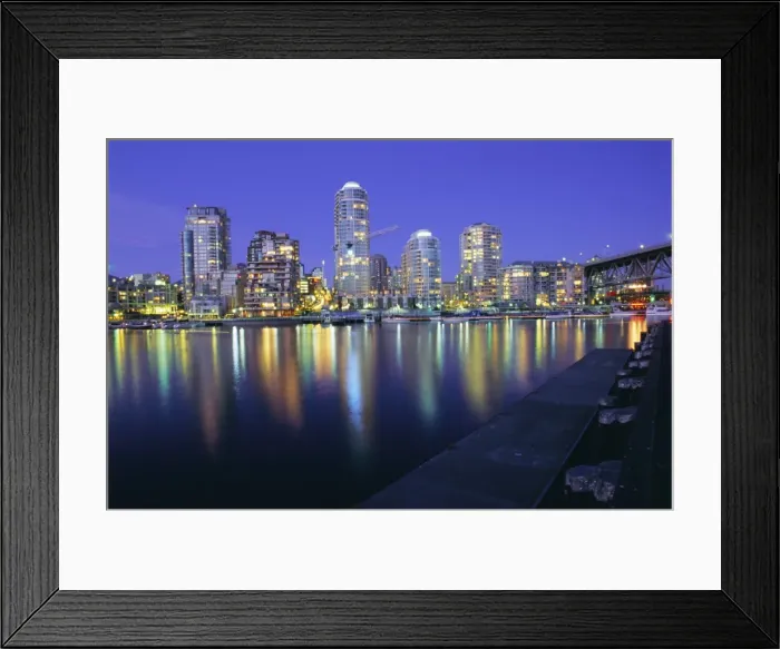 Framed Print : False Creek, night skyline, Vancouver, British Columbia (B. C. ), Canada, North America Framed Print : False Creek, night skyline, Vancouver, British Columbia (B. C. ), Canada, North America