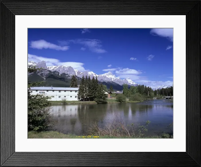 Framed Print : Policemans Creek from Main Street in downtown Canmore, Bow Valley area