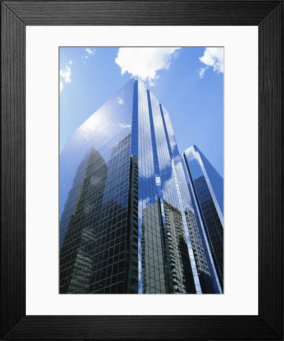 Framed Print : Reflections in glass of a modern skyscraper, downtown, Calgary, Alberta, Canada Framed Print : Reflections in glass of a modern skyscraper, downtown, Calgary, Alberta, Canada