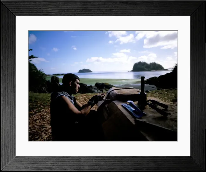 Framed Print : Carving a totem, Queen Charlotte Island, British Columbia (B. C. ), Canada, North America Framed Print : Carving a totem, Queen Charlotte Island, British Columbia (B. C. ), Canada, North America