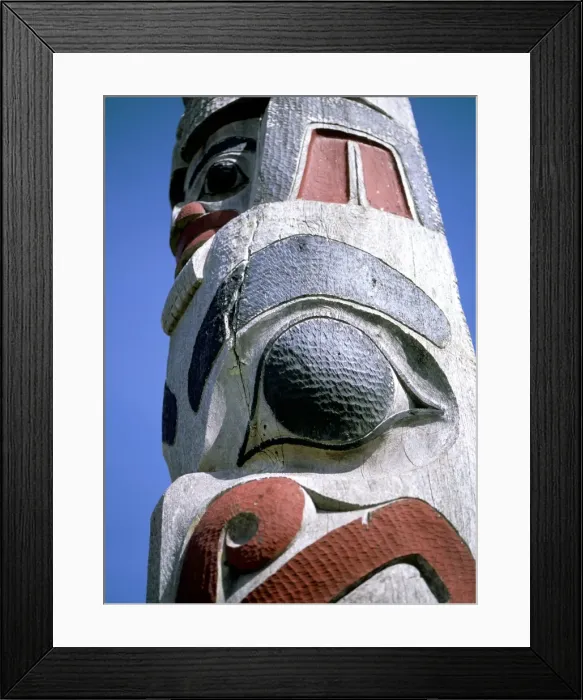 Framed Print : Detail of totem pole, Queen Charlotte Islands, British Columbia (B. C. ) Framed Print : Detail of totem pole, Queen Charlotte Islands, British Columbia (B. C. )