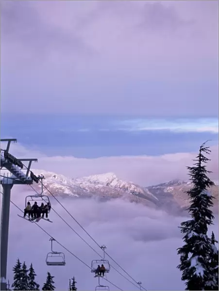 Chair lift in the early morning, 2010 Winter Olympic Games site, Whistler