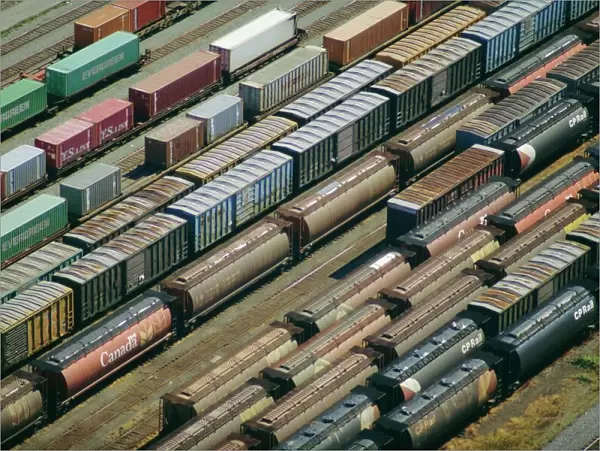 Freight wagons on the Canadian Pacific Railway at Vancouver Harbour, Vancouver