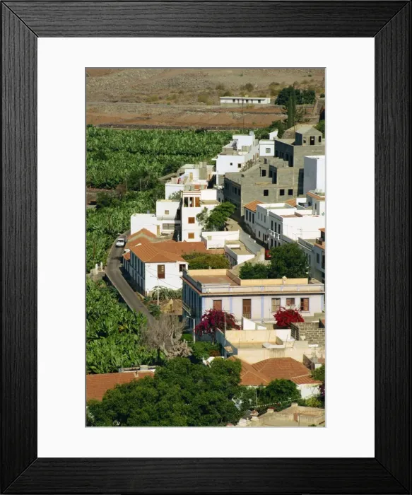 Framed Print : Houses beside banana plantations, Santiago, La Gomera, Canary Islands, Spain Framed Print : Houses beside banana plantations, Santiago, La Gomera, Canary Islands, Spain