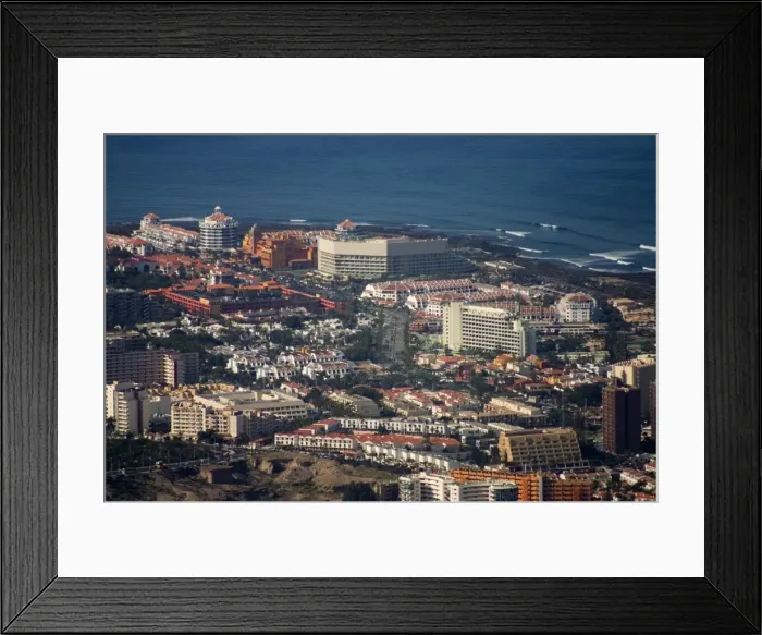 Framed Print : Playa de las Americas resort, looking south west from El Roque, Arona, south west Tenerife Framed Print : Playa de las Americas resort, looking south west from El Roque, Arona, south west Tenerife