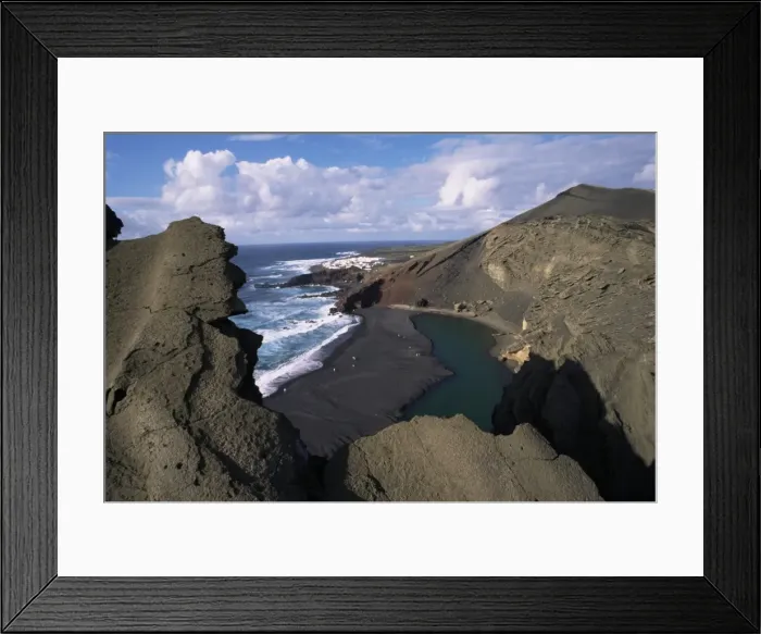 Framed Print : Green pool, lava mountains, El Golfo, Lanzarote, Canary Islands, Spain, Atlantic, Europe Framed Print : Green pool, lava mountains, El Golfo, Lanzarote, Canary Islands, Spain, Atlantic, Europe