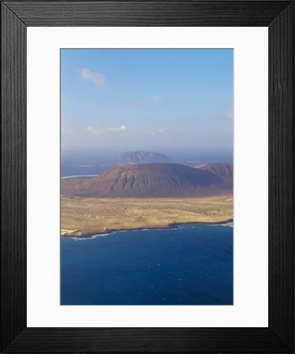 Framed Print : Aerial view of La Graciosa Island volcanoes from El Mirador del Rio, Lanzarote Framed Print : Aerial view of La Graciosa Island volcanoes from El Mirador del Rio, Lanzarote