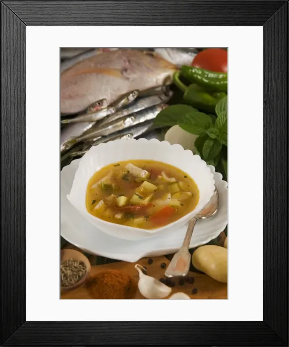 Framed Print : Caldo de pescado soup, food of the Canary Islands, Spain, Europe Framed Print : Caldo de pescado soup, food of the Canary Islands, Spain, Europe