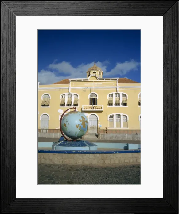 Framed Print : Globe outside a school in Mindelo, on Sao Vicente Island, Cape Verde Islands Framed Print : Globe outside a school in Mindelo, on Sao Vicente Island, Cape Verde Islands