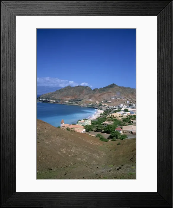 Framed Print : The bay and town of Mondelo on Sao Vicente Island, Cape Verde Islands, Atlantic Ocean Framed Print : The bay and town of Mondelo on Sao Vicente Island, Cape Verde Islands, Atlantic Ocean