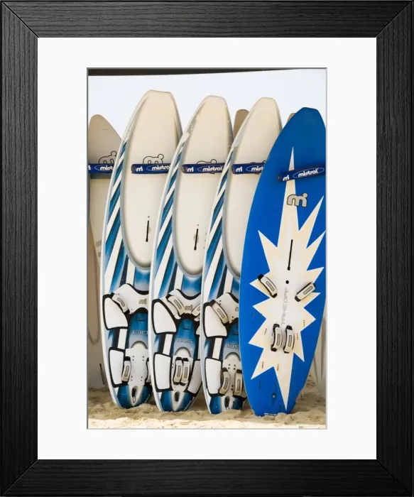 Framed Print : Boards for wind surfing at Santa Maria on the island of Sal (Salt), Cape Verde Islands Framed Print : Boards for wind surfing at Santa Maria on the island of Sal (Salt), Cape Verde Islands