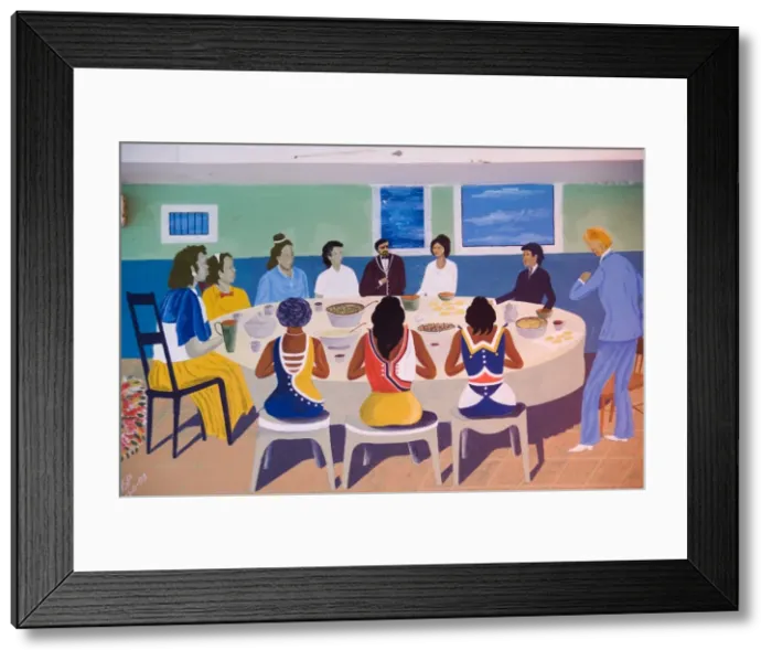 Framed Print : Wall paintings in restaurant at Calhau, Sao Vicente, Cape Verde Islands, Africa Framed Print : Wall paintings in restaurant at Calhau, Sao Vicente, Cape Verde Islands, Africa