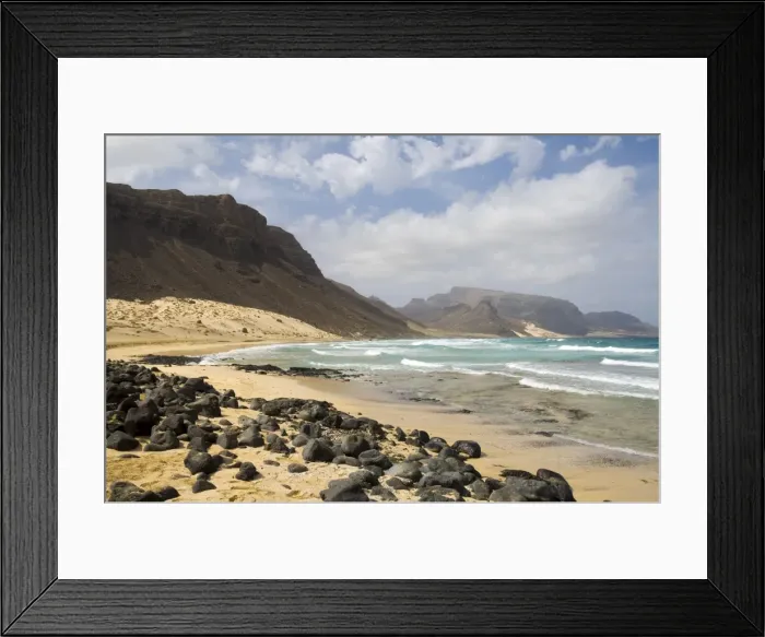 Framed Print : Deserted beach at Praia Grande, Sao Vicente, Cape Verde Islands, Africa Framed Print : Deserted beach at Praia Grande, Sao Vicente, Cape Verde Islands, Africa