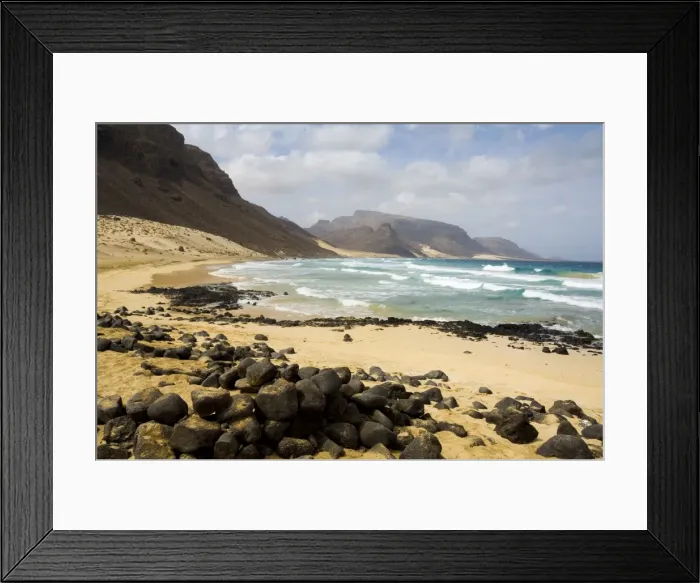 Framed Print : Deserted beach at Praia Grande, Sao Vicente, Cape Verde Islands, Africa