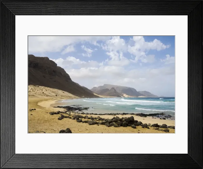 Framed Print : Deserted beach at Praia Grande, Sao Vicente, Cape Verde Islands, Africa Framed Print : Deserted beach at Praia Grande, Sao Vicente, Cape Verde Islands, Africa