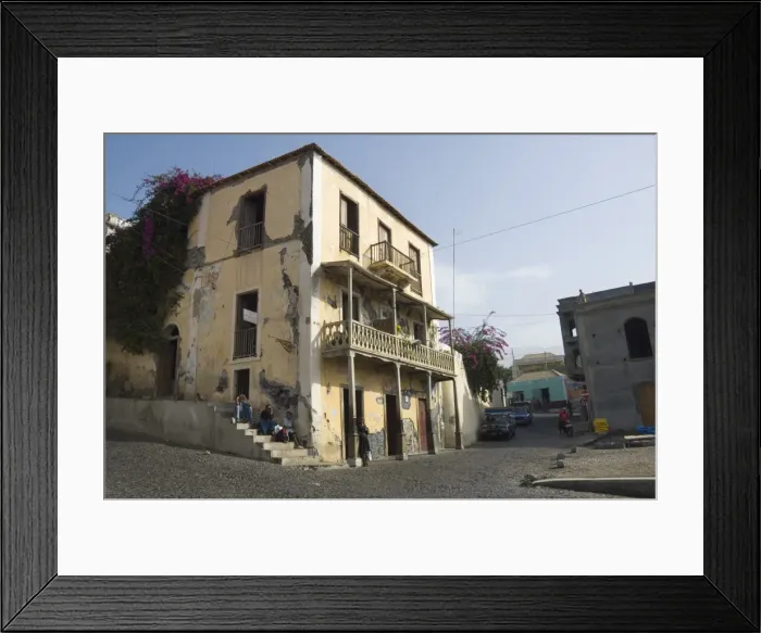 Framed Print : Sobrados or colonial house with veranda, Sao Filipe, Fogo (Fire), Cape Verde Islands Framed Print : Sobrados or colonial house with veranda, Sao Filipe, Fogo (Fire), Cape Verde Islands