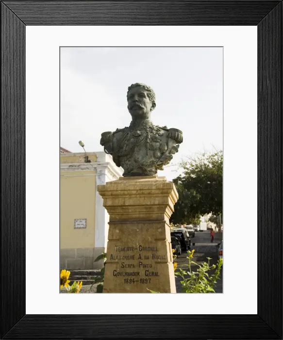 Framed Print : Bust of former governor general, Sao Filipe, Fogo (Fire), Cape Verde Islands, Africa Framed Print : Bust of former governor general, Sao Filipe, Fogo (Fire), Cape Verde Islands, Africa