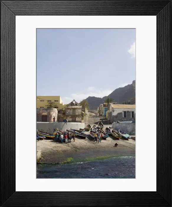 Framed Print : Fishermen and boats at the port of Ponto do Sol, Ribiera Grande, Santo Antao Framed Print : Fishermen and boats at the port of Ponto do Sol, Ribiera Grande, Santo Antao