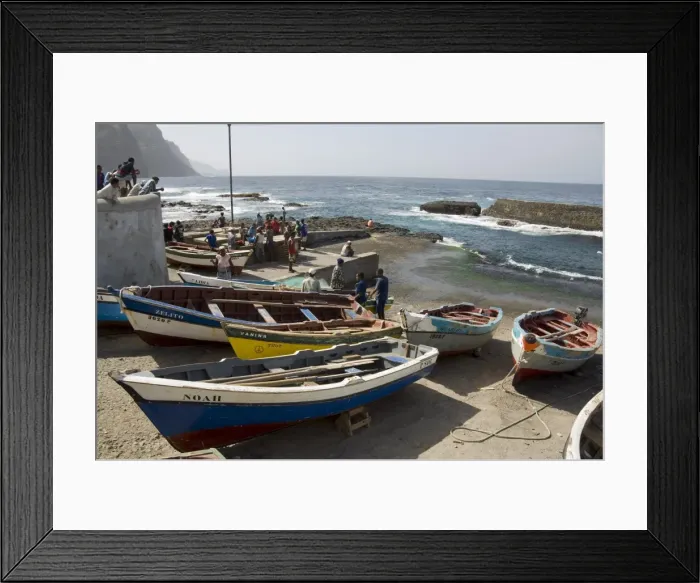 Framed Print : Fishing boats at the port of Ponto do Sol, Ribiera Grande, Santo Antao Framed Print : Fishing boats at the port of Ponto do Sol, Ribiera Grande, Santo Antao