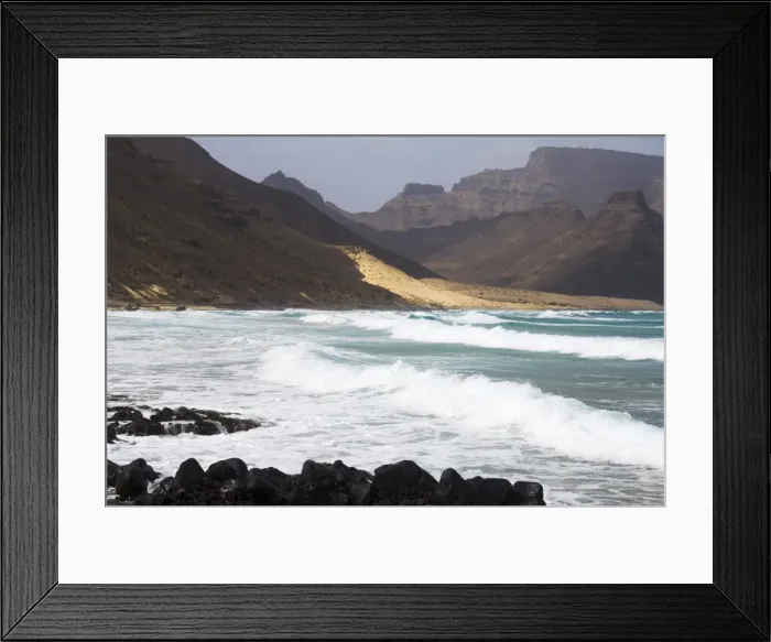 Framed Print : Deserted beach at Praia Grande, Sao Vicente, Cape Verde Islands, Atlantic Ocean, Africa Framed Print : Deserted beach at Praia Grande, Sao Vicente, Cape Verde Islands, Atlantic Ocean, Africa