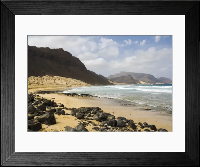 Framed Print : Deserted beach at Praia Grande, Sao Vicente, Cape Verde Islands, Atlantic Ocean, Africa Framed Print : Deserted beach at Praia Grande, Sao Vicente, Cape Verde Islands, Atlantic Ocean, Africa