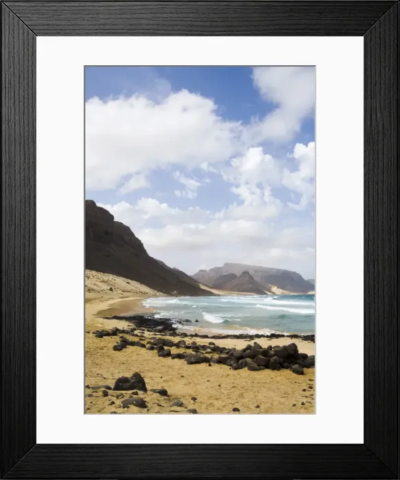 Framed Print : Deserted beach at Praia Grande, Sao Vicente, Cape Verde Islands, Atlantic Ocean, Africa Framed Print : Deserted beach at Praia Grande, Sao Vicente, Cape Verde Islands, Atlantic Ocean, Africa
