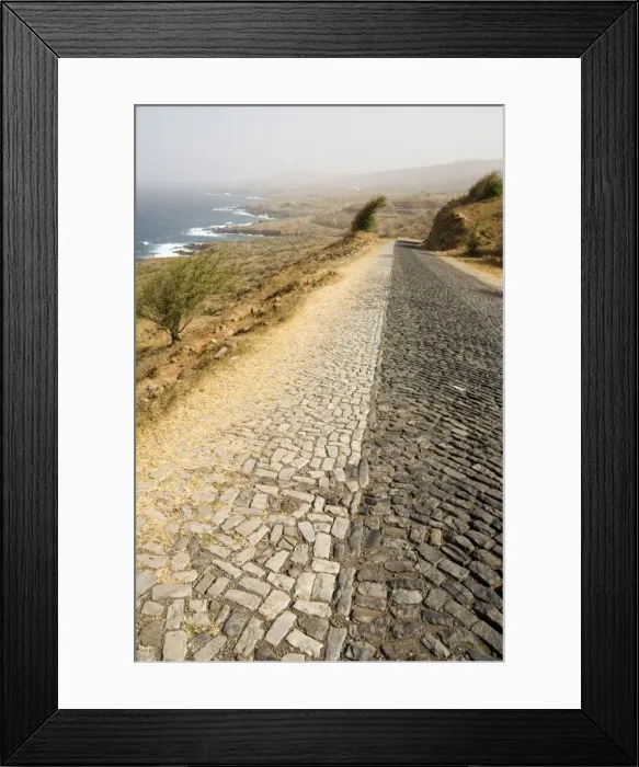 Framed Print : Cobblestone road on north coast of Santiago, Cape Verde Islands, Atlantic Ocean, Africa Framed Print : Cobblestone road on north coast of Santiago, Cape Verde Islands, Atlantic Ocean, Africa