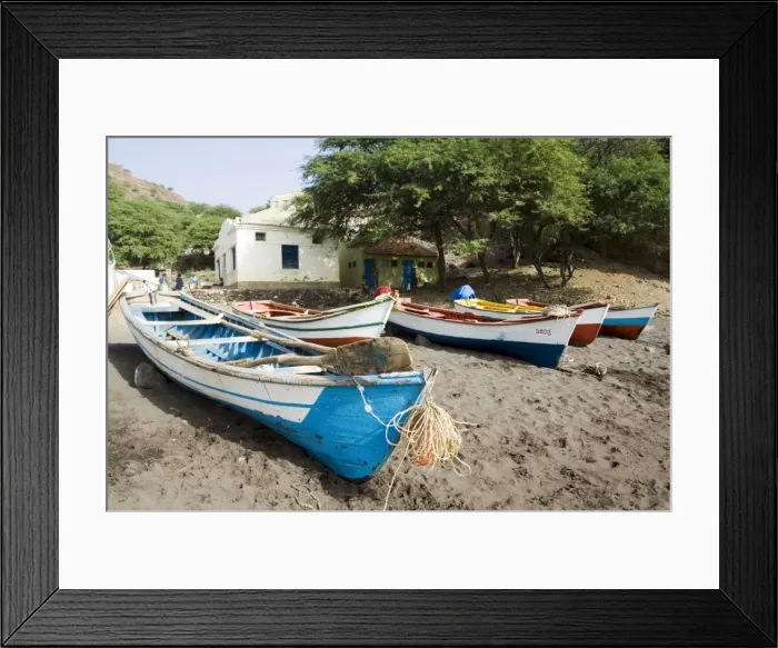 Framed Print : Fishing boats on beach at Cidade Velha, Santiago, Cape Verde Islands, Africa Framed Print : Fishing boats on beach at Cidade Velha, Santiago, Cape Verde Islands, Africa