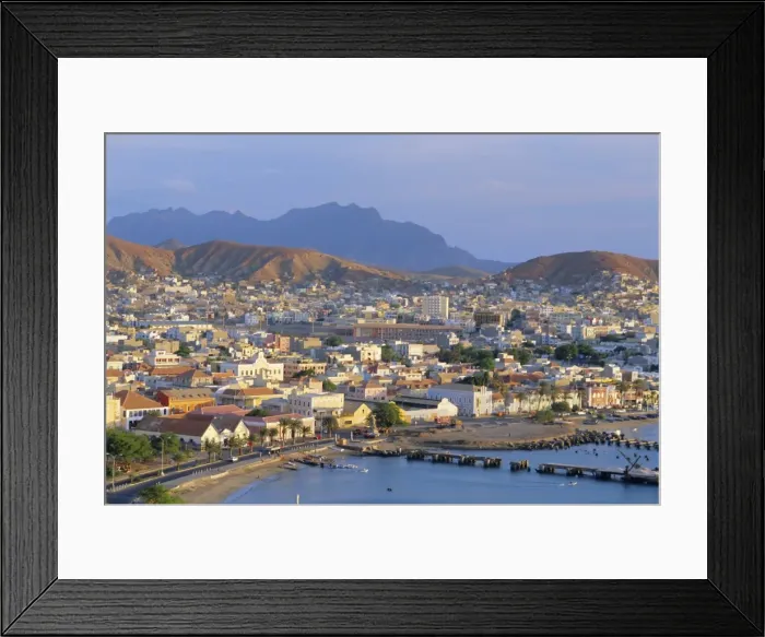 Framed Print : Town of Mindelo, capital of Sao Vicente, Cape Verde Islands, Atlantic Ocean Framed Print : Town of Mindelo, capital of Sao Vicente, Cape Verde Islands, Atlantic Ocean