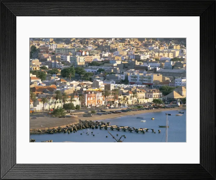 Framed Print : Aerial view of Mindelo, island of Sao Vicente, Cape Verde Islands, Africa Framed Print : Aerial view of Mindelo, island of Sao Vicente, Cape Verde Islands, Africa