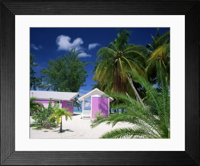 Framed Print : Colourful beach hut beneath palm trees, Rum Point, Grand Cayman, Cayman Islands Framed Print : Colourful beach hut beneath palm trees, Rum Point, Grand Cayman, Cayman Islands