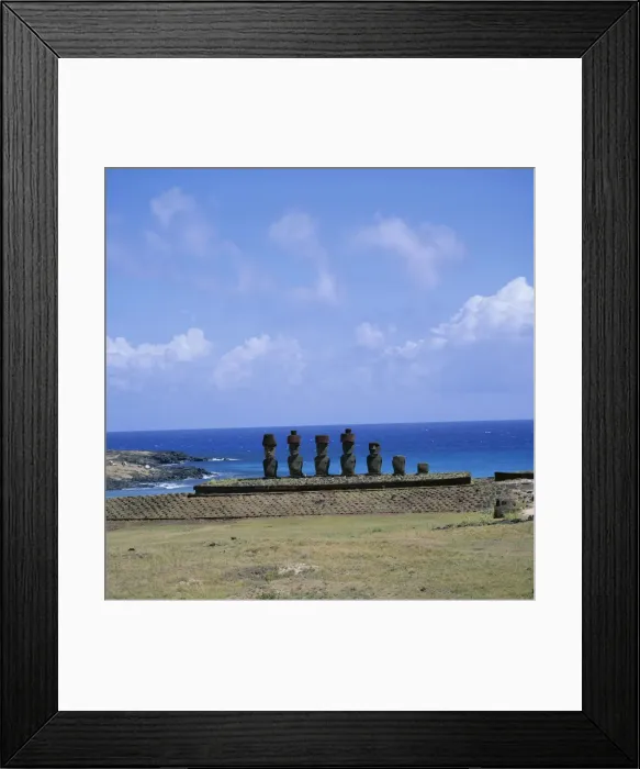 Framed Print : Beach with Nau Nau, Easter Island, Pacific Ocean, Chile, South America Framed Print : Beach with Nau Nau, Easter Island, Pacific Ocean, Chile, South America