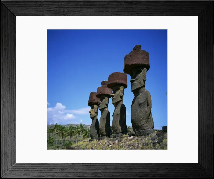 Framed Print : A line of moai statues, Ahu Nau Nau at Anakenu on Easter Island (Rapa Nui) Framed Print : A line of moai statues, Ahu Nau Nau at Anakenu on Easter Island (Rapa Nui)