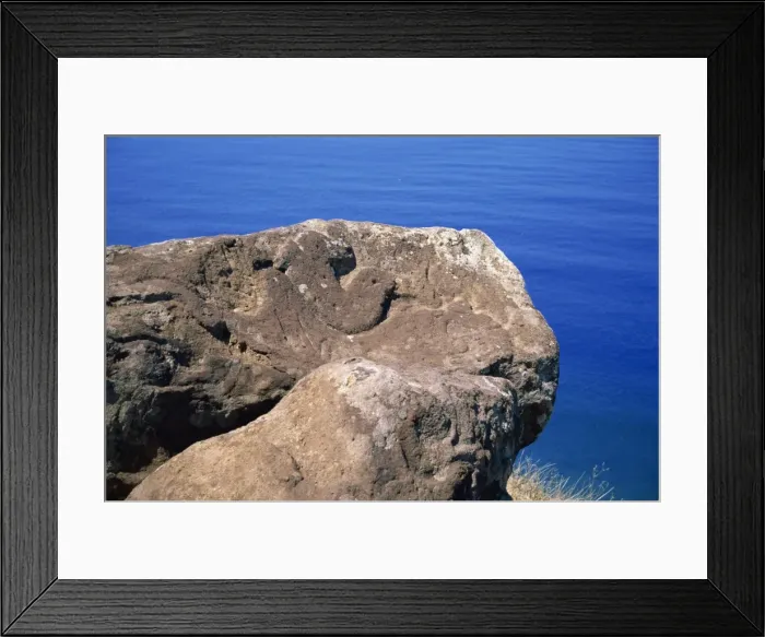 Framed Print : Close-up of the Bird Man petroglyph at Orongo ceremonial village on crater rim of Rano Kau on Easter Island (Rapa Nui), Chile, Pacific Framed Print : Close-up of the Bird Man petroglyph at Orongo ceremonial village on crater rim of Rano Kau on Easter Island (Rapa Nui), Chile, Pacific