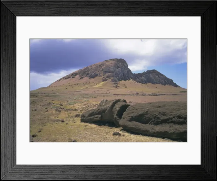 Framed Print : Birthplace of the moai, with numerous heads left on slopes, Volcan Rano Raraku Framed Print : Birthplace of the moai, with numerous heads left on slopes, Volcan Rano Raraku