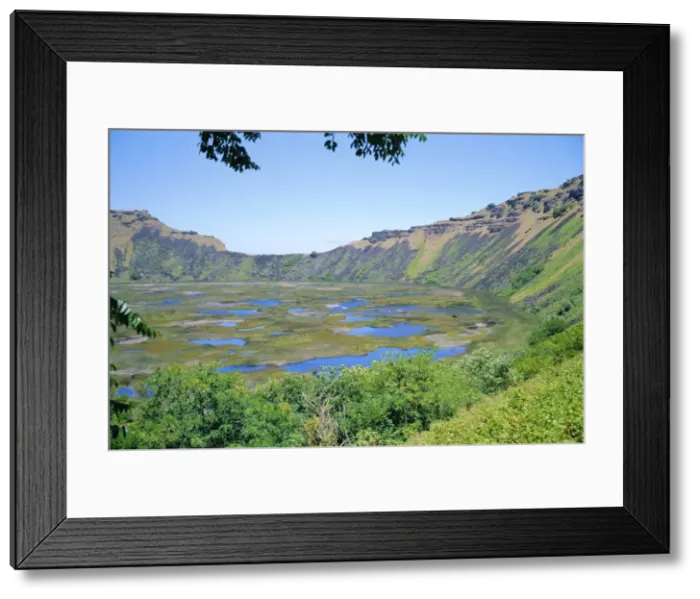 Framed Print : Volcanic crater (rano), Rano Kau, Easter Island, Chile Framed Print : Volcanic crater (rano), Rano Kau, Easter Island, Chile