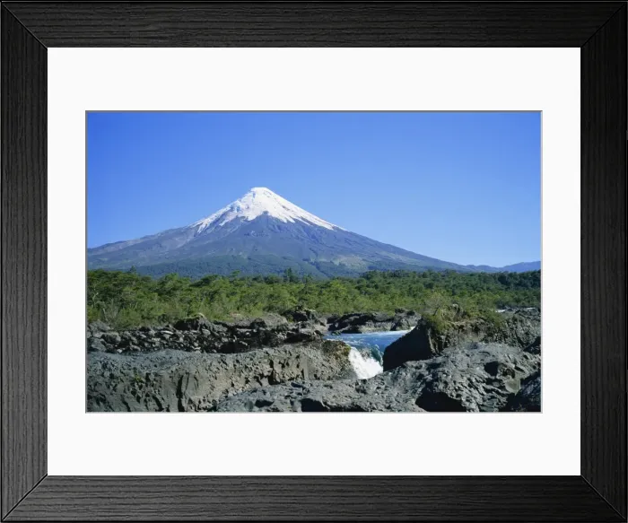 Framed Print : The cone of Volcan Osorno from the Petrohue Falls near Puerto Montt, Chile, South America Framed Print : The cone of Volcan Osorno from the Petrohue Falls near Puerto Montt, Chile, South America