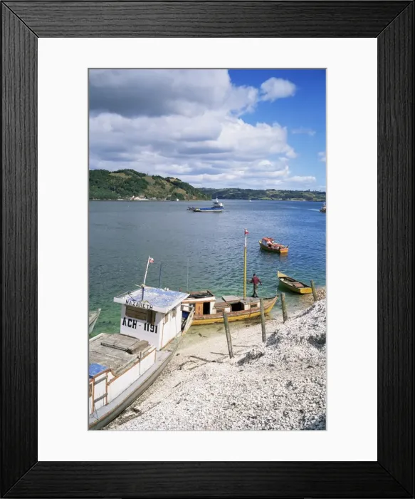Framed Print : Discarded shells outside shellfish processing plant, Dalcahue, Chiloe Island Framed Print : Discarded shells outside shellfish processing plant, Dalcahue, Chiloe Island