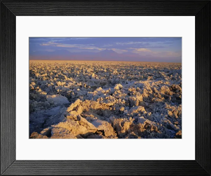 Framed Print : Atacama Salt Flats (Salar de Atacama), Chile, South America The Atacama Salt Flats contain the worlds largest reserve