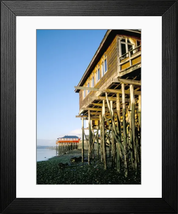 Framed Print : Stilted buildings, zone of Castro, Chiloe, Chile, South America Framed Print : Stilted buildings, zone of Castro, Chiloe, Chile, South America