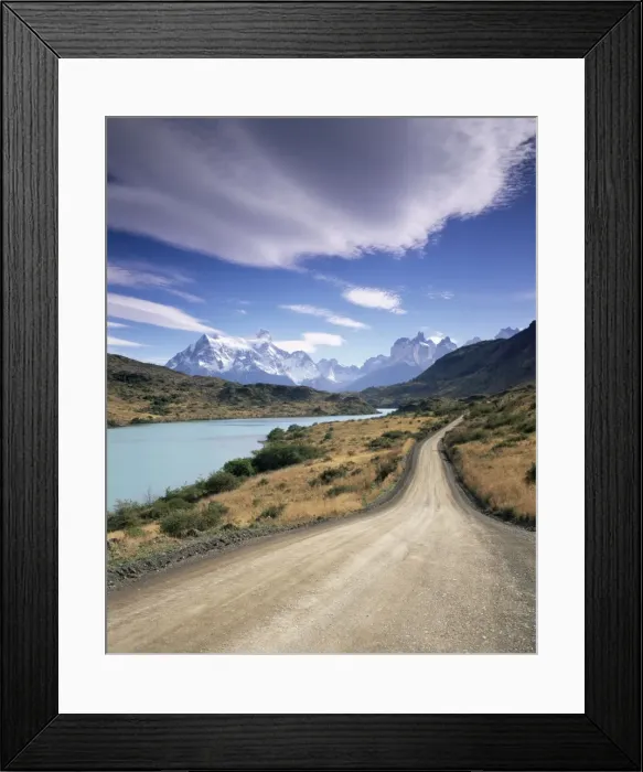 Framed Print : Cuernos del Paine rising up above Rio Paine, Torres del Paine National Park Framed Print : Cuernos del Paine rising up above Rio Paine, Torres del Paine National Park