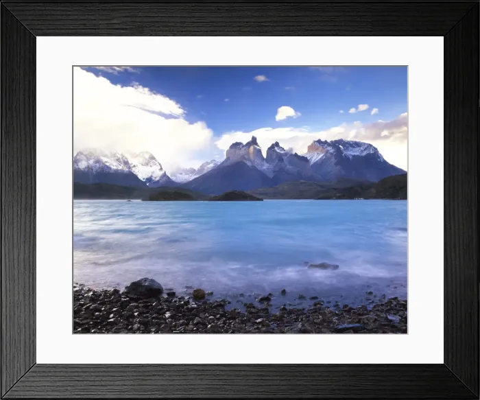 Framed Print : Cuernos del Paine rising up above Lago Pehoe, Torres del Paine National Park Framed Print : Cuernos del Paine rising up above Lago Pehoe, Torres del Paine National Park