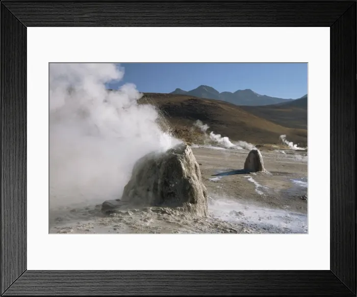 Framed Print : Active geysers on geyserite domes, El Tatio geyser basin on altiplano, Atacama Desert Framed Print : Active geysers on geyserite domes, El Tatio geyser basin on altiplano, Atacama Desert