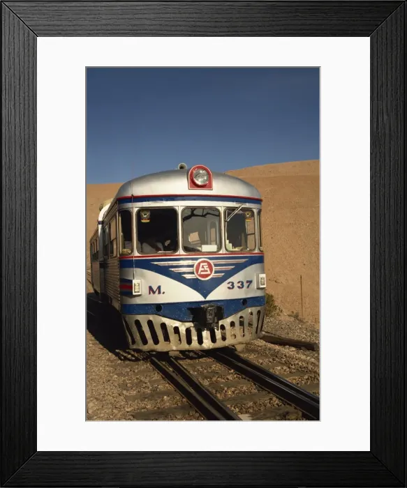 Framed Print : Close-up of the engine of the Bolivian Railways Ferrobus on the border of Bolivia