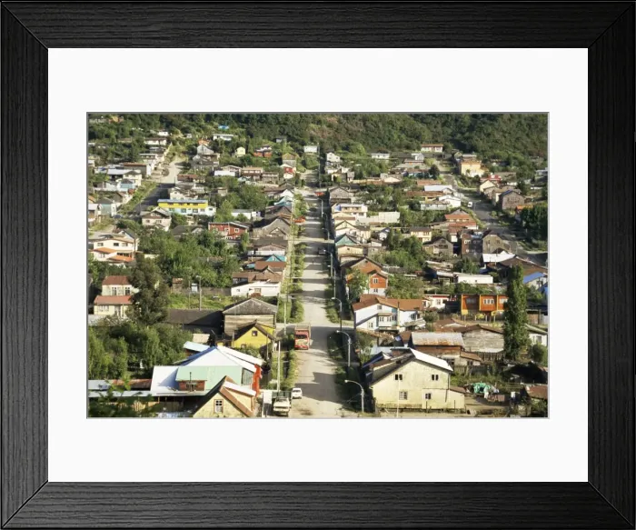 Framed Print : Street and houses, Puerto Montt, Chile, South America Framed Print : Street and houses, Puerto Montt, Chile, South America